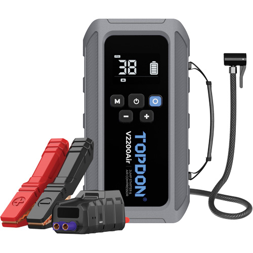 V2200Air 2-en-1: d&eacute;marreur de secours de 1200 A de pointe et gonfleur de pneus Equipment World