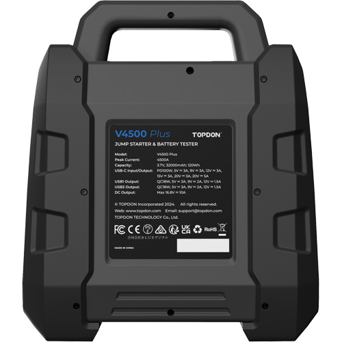V4500 Plus 2-in-1 4500 Peak Amp Jump Starter, Battery & System Tester Equipment World