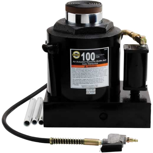 Air Actuated Bottle Jack, 100 Ton(s), Air Hydraulic/Manual Hydraulic, 17-22/25" Raised Height Equipment World