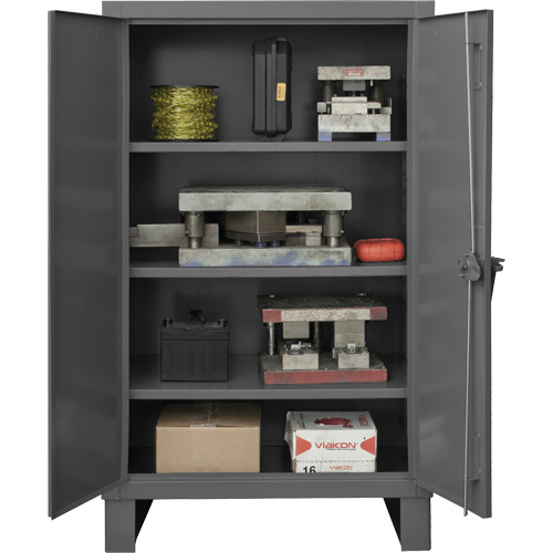 Extra Heavy-Duty Cabinet, Steel, 3 Shelves, 66" H x 60" W x 24" D, Grey Equipment World