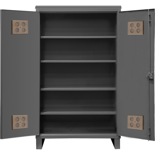 Heavy-Duty Outdoor Cabinet, Steel, 4 Shelves, 78" H x 48" W x 24" D, Grey Equipment World