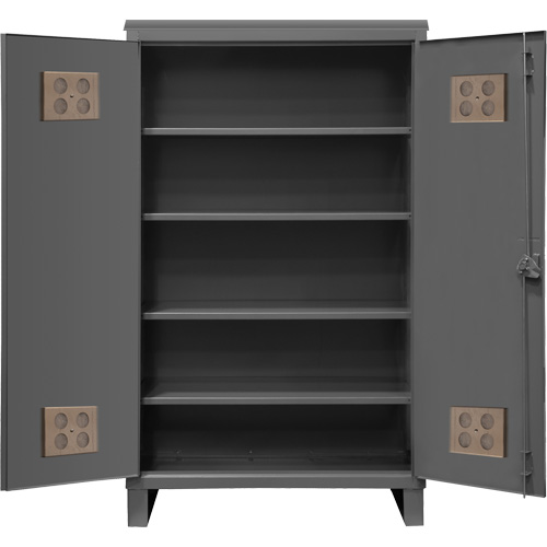 Heavy-Duty Outdoor Cabinet, Steel, 4 Shelves, 78" H x 60" W x 24" D, Grey Equipment World