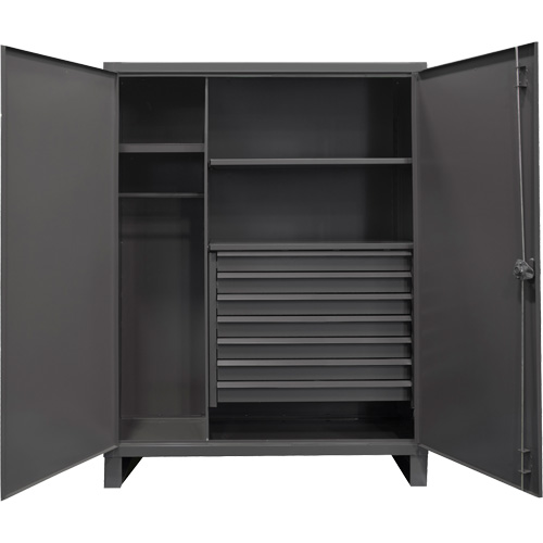 Extra Heavy-Duty Wardrobe Cabinet, Steel, 48" W x 24" D x 78" H, Grey Equipment World