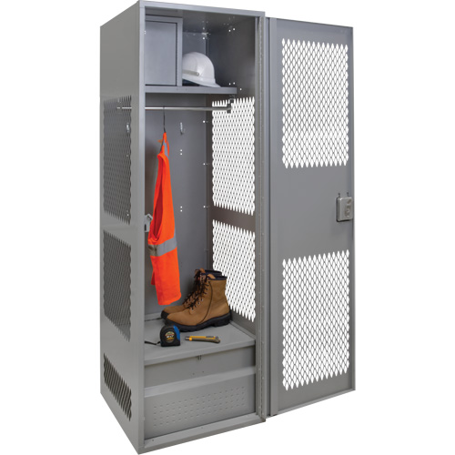 Gear Locker with Door, Steel, 24" W x 24" D x 72" H, Grey Equipment World