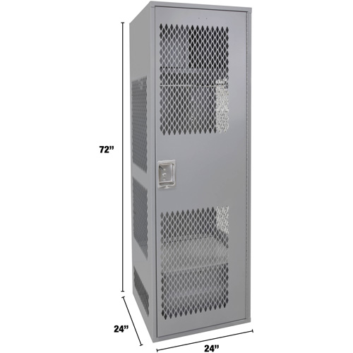 Gear Locker with Door, Steel, 24" W x 24" D x 72" H, Grey Equipment World