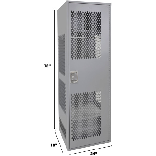 Gear Locker with Door, Steel, 24" W x 18" D x 72" H, Grey Equipment World