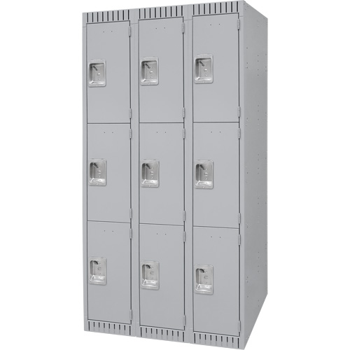 Casiers, 3 niveaux, Bloc de 3, 36" x 18" x 72", Acier, Gris, D&eacute;mont&eacute; Equipment World