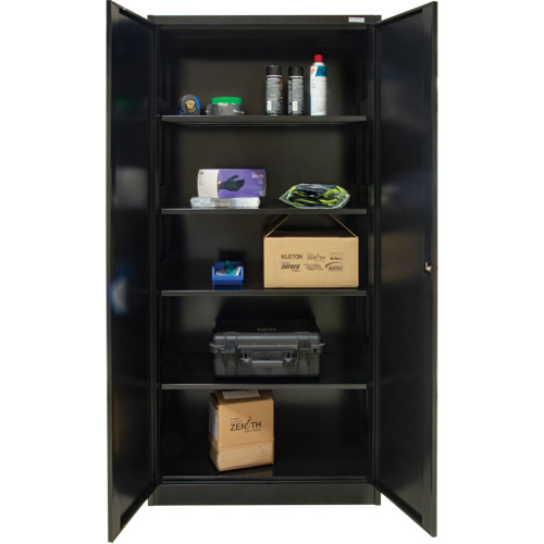 Armoire de rangement Hi-Boy, Acier, 4 Tablettes, 72" h x 36" la x 18" P, Noir Equipment World