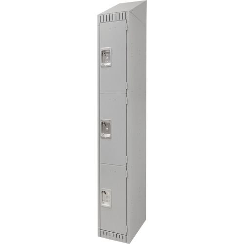 Lockers, 3 -tier, 12" x 18" x 82", Steel, Grey, Knocked Down Equipment World