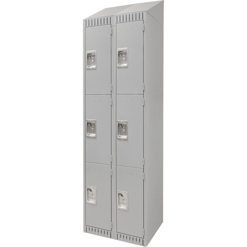 Casiers, 3 niveaux, Bloc de 2, 24" x 18" x 82", Acier, Gris, D&eacute;mont&eacute; Equipment World