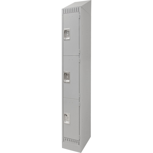 Lockers, 3 -tier, 12" x 18" x 86", Steel, Grey, Knocked Down Equipment World