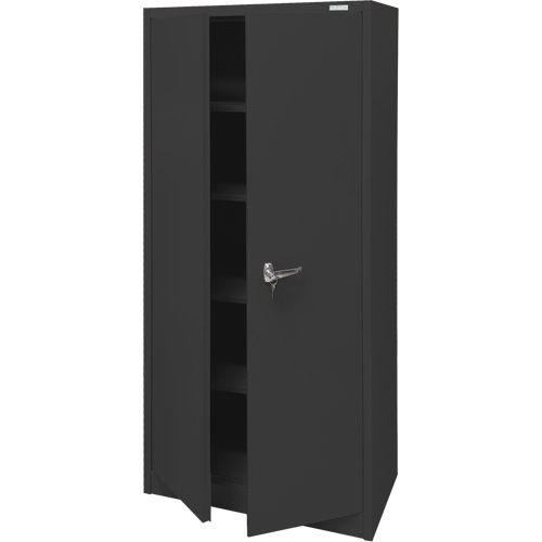 Armoire d'entreposage, Acier, 4 Tablettes, 66" h x 30" la x 15" P, Noir Equipment World