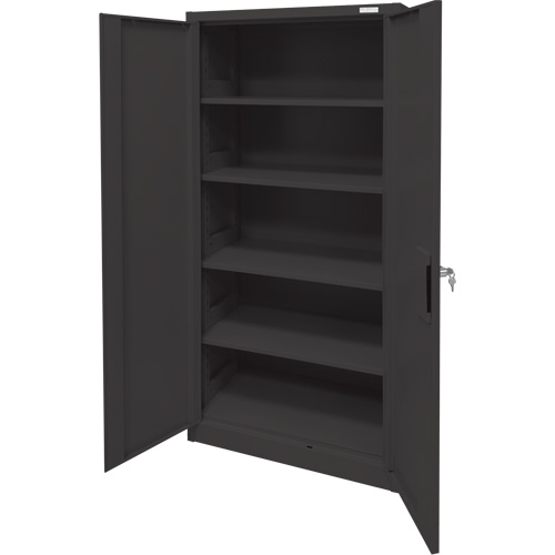 Storage Cabinet, Steel, 4 Shelves, 78" H x 36" W x 24" D, Black Equipment World