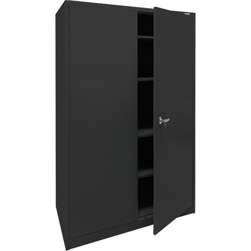 Armoire d'entreposage, Acier, 4 Tablettes, 78" h x 48" la x 24" P, Noir Equipment World