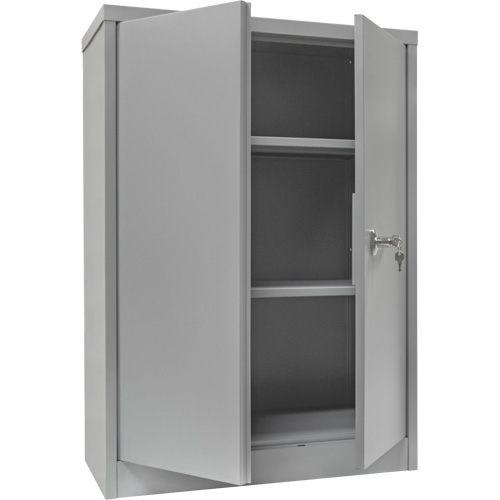 Counter-High Storage Cabinet, Steel, 2 Shelves, 42" H x 30" W x 15" D, Grey Equipment World