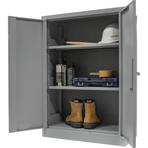 Counter-High Storage Cabinet, Steel, 2 Shelves, 42" H x 30" W x 15" D, Grey Equipment World