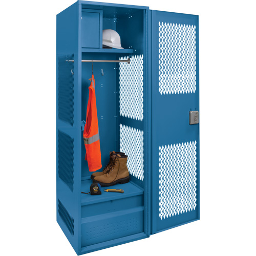 Gear Locker with Door, Steel, 24" W x 18" D x 72" H, Dark Blue Equipment World