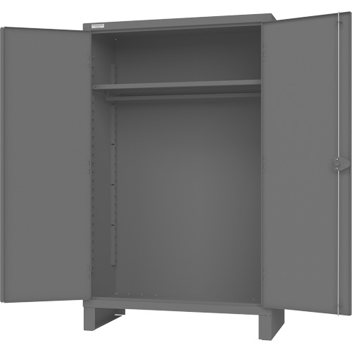 Armoire avec barre de suspension et portes encastr&eacute;es standards, Acier, 78" h x 48" la x 24" P, Gris Equipment World