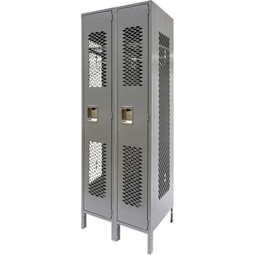 Casiers ventil&eacute;s, Bloc de 2, 24" x 18" x 78", Acier, Gris, D&eacute;mont&eacute;, Perfor&eacute; Equipment World