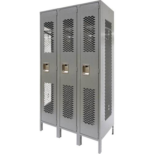 Casiers ventil&eacute;s, Bloc de 3, 36" x 18" x 78", Acier, Gris, D&eacute;mont&eacute;, Perfor&eacute; Equipment World