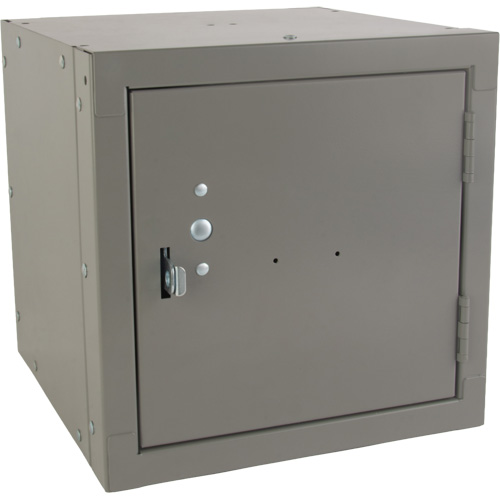 Stackable Cube Locker, 12" x 12" x 12", Steel, Grey, Knocked Down Equipment World