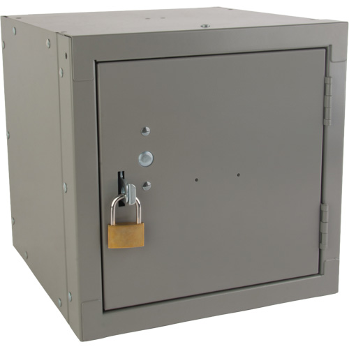 Stackable Cube Locker, 12" x 12" x 12", Steel, Grey, Knocked Down Equipment World