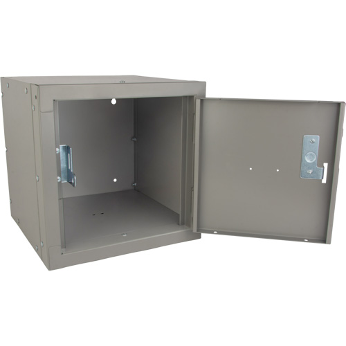 Stackable Cube Locker, 12" x 12" x 12", Steel, Grey, Knocked Down Equipment World