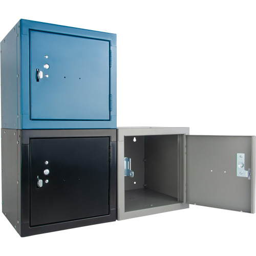 Stackable Cube Locker, 12" x 12" x 12", Steel, Grey, Knocked Down Equipment World