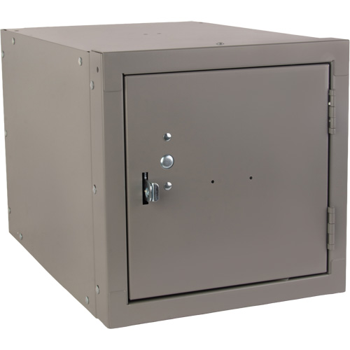 Stackable Cube Locker, 12" x 18" x 12", Steel, Grey, Knocked Down Equipment World