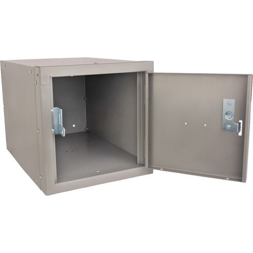 Stackable Cube Locker, 12" x 18" x 12", Steel, Grey, Knocked Down Equipment World