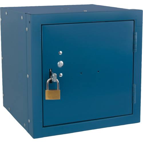 Stackable Cube Locker, 12" x 12" x 12", Steel, Blue, Knocked Down Equipment World