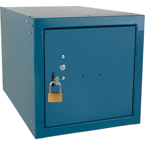 Stackable Cube Locker, 12" x 18" x 12", Steel, Blue, Knocked Down Equipment World
