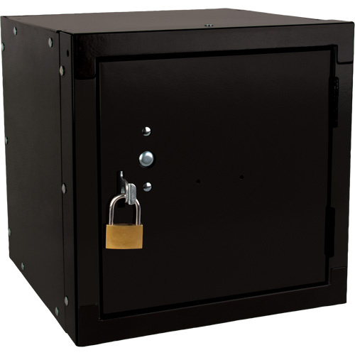 Stackable Cube Locker, 12" x 12" x 12", Steel, Black, Knocked Down Equipment World