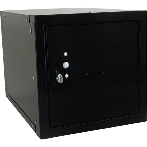 Stackable Cube Locker, 12" x 18" x 12", Steel, Black, Knocked Down Equipment World