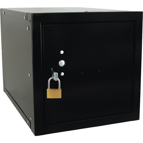 Stackable Cube Locker, 12" x 18" x 12", Steel, Black, Knocked Down Equipment World