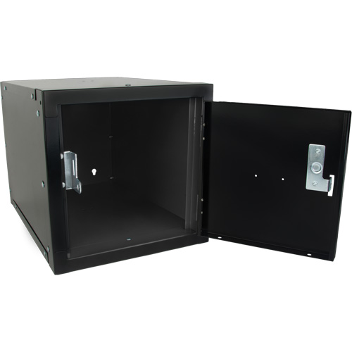 Stackable Cube Locker, 12" x 18" x 12", Steel, Black, Knocked Down Equipment World