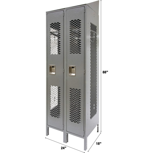 Casiers ventil&eacute;s, Bloc de 2, 24" x 18" x 88", Acier, Gris, D&eacute;mont&eacute;, Perfor&eacute; Equipment World