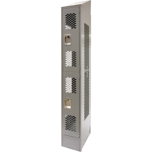 Vented Lockers, 2 -tier, 12" x 18" x 88", Steel, Grey, Knocked Down, Perforated Equipment World