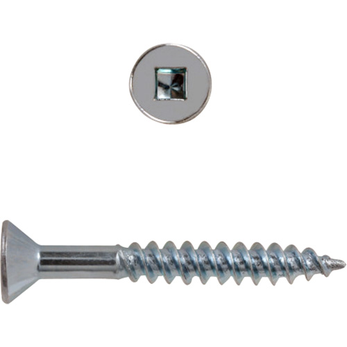Flat Head Square Drive Wood Screws, #8 x 2-1/2" L, Zinc Plated Equipment World