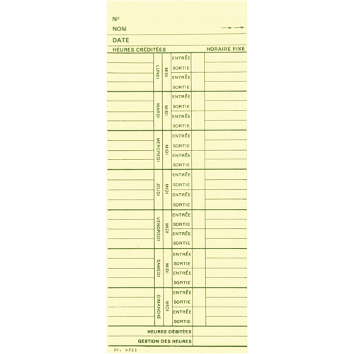 Cartes de temps Equipment World