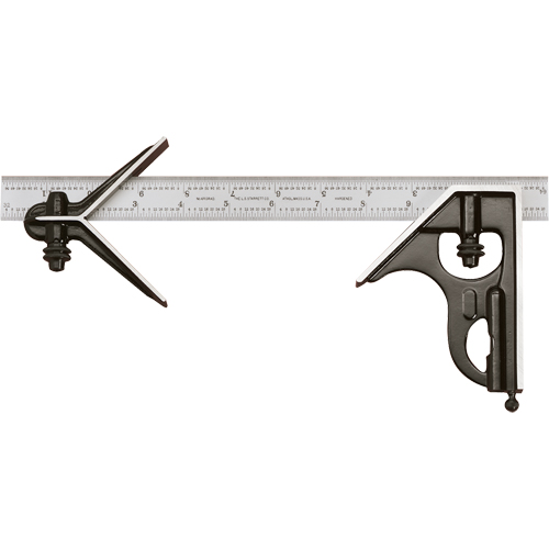 Combination Squares with Square Head & Centre Head - No. 33HC Series with Forged & Hardened Steel Heads, 18" L, 1/64" Graduations, Steel, Satin Equipment World