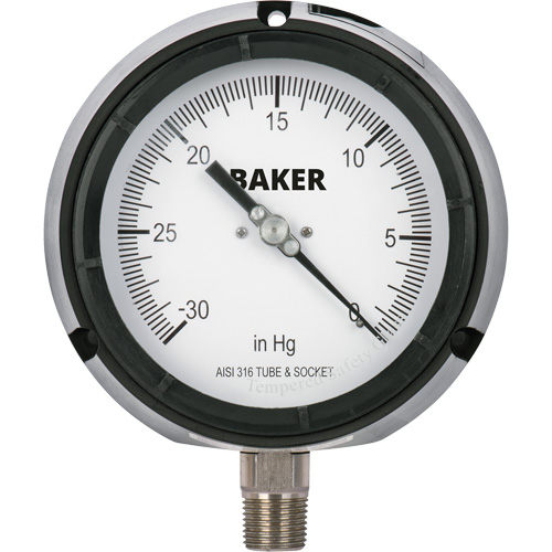 Pressure Gauge, 4-1/2" , 30" 0 Hg Vac., Bottom Mount, Liquid Filled Analogue Equipment World