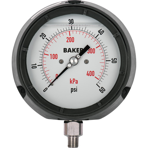 Pressure Gauge, 4-1/2" , 30" 0 Hg Vac., Bottom Mount, Liquid Filled Analogue Equipment World