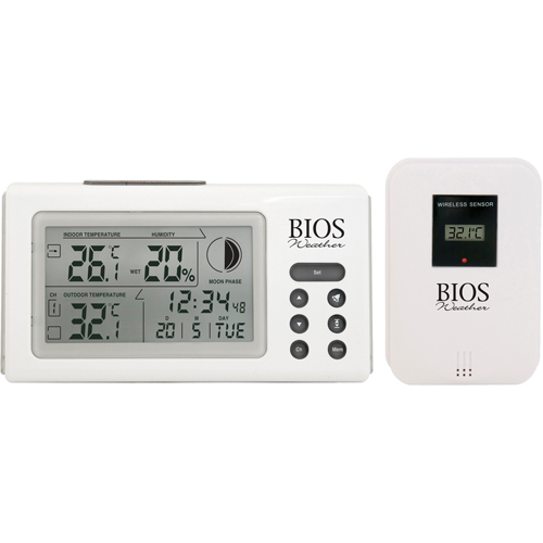 Indoor/Outdoor Thermometers With Clock, Contact, Digital, 32 to 122°F (0 to 50°C) Equipment World