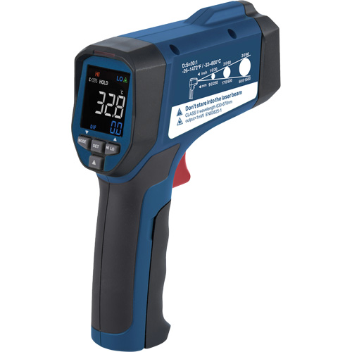 Professional Infrared Thermometer, -26 - 1472° F ( -32 - 800° C ), 30:1, Adjustable Emmissivity Equipment World