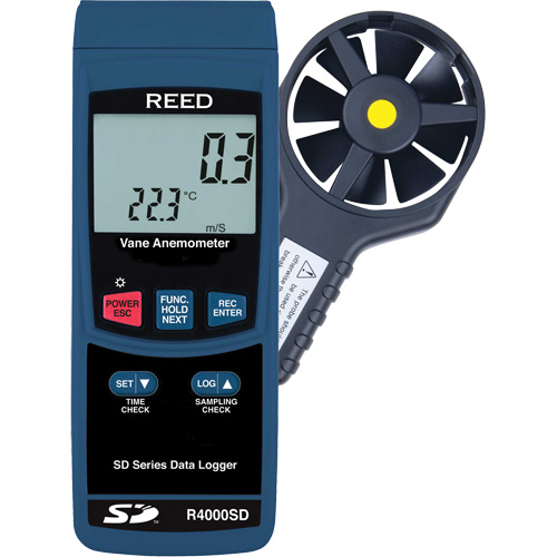Thermo-Anemometer, Data Logging, 0.4 to 30.0 m/sec Air Velocity Range Equipment World