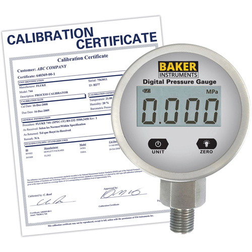 B5000 Series Pressure Gauge with ISO Certificate, 2-1/2" , 0 - 3000 psi, Bottom Mount, Digital Equipment World