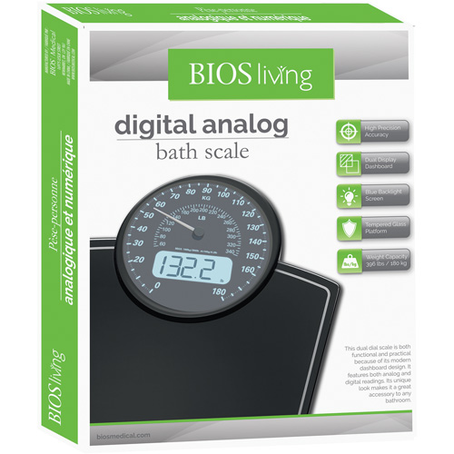 Digital Analog Scale, 396 lbs. Cap., 100 g / 0.2 lbs. Graduations Equipment World