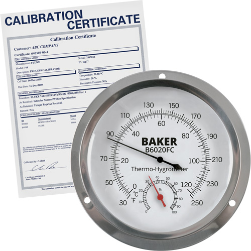 Dial Thermo-Hygrometer with ISO Certificate, 0% - 100% RH, 30 - 250°F (0 - 120°C) Equipment World
