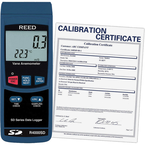 Thermo-Anemometer with ISO Certificate, Data Logging, 0.4 - 30 m/sec Air Velocity Range Equipment World